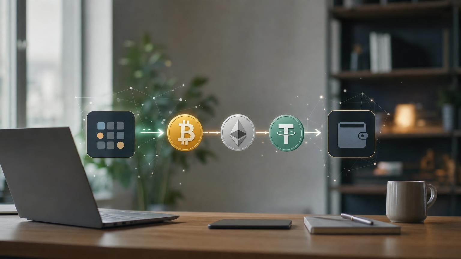 Persona comprobando la moneda, la red, la dirección y el importe antes de retirar criptomonedas desde un exchange